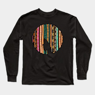 Afro Hair Woman with African Pattern, Black History Long Sleeve T-Shirt